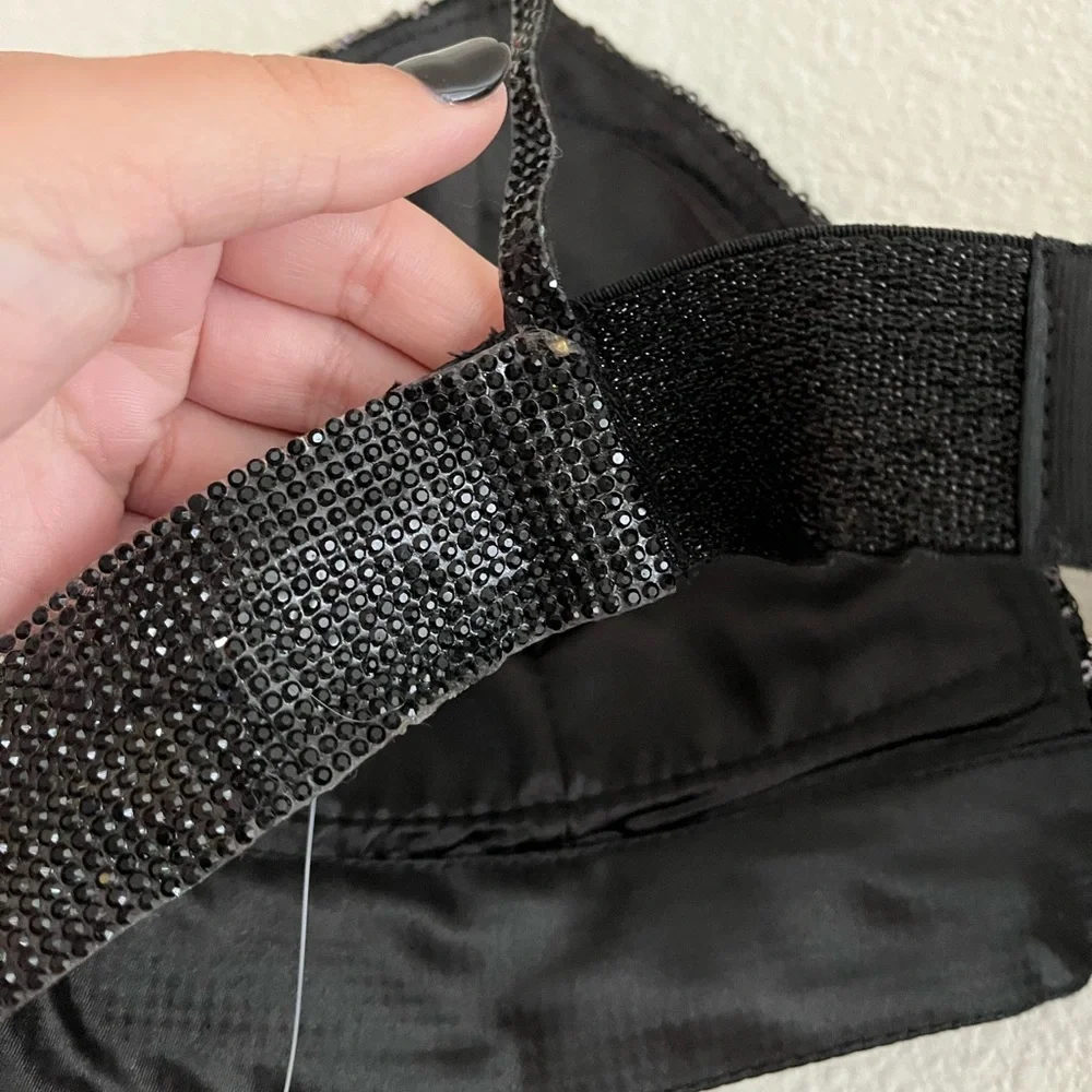 NWT Say What? Black Sequin Rhinestone Embellished Bralette Bra Top Size Medium